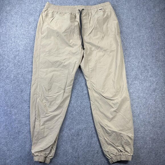 Hurley x Nike Pants Mens Large Tan Jogger Nike Dri-Fit Nylon Elastic Waist Cuffs - Picture 1 of 13